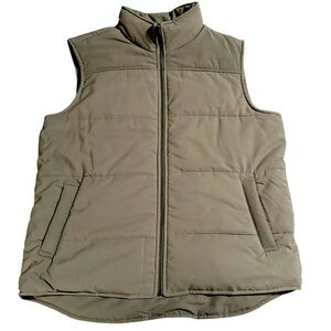 George Men’s Olive Green Fleece‎ Lined Fall/Winter Full Zip Puffer Vest Sz L